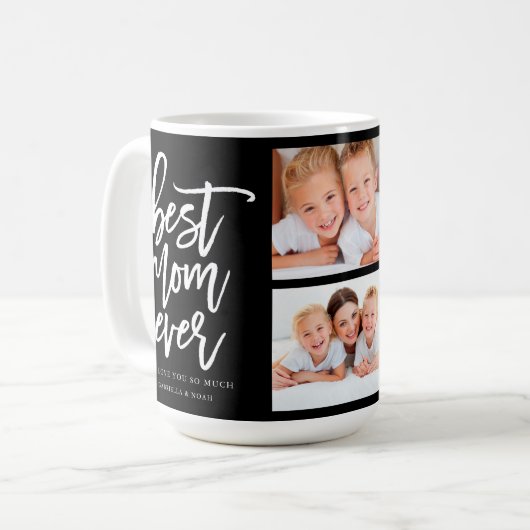 Handgeschreven script Beste mam ooit Foto Collage Koffiemok (Voorkant links)
