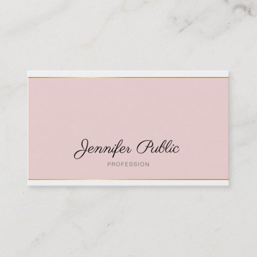 Handgeschreven script Blush Pink Gold Trendy Plain Visitekaartje (Voorkant)