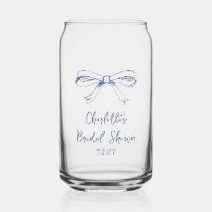 Handgeschreven Script Coquette Bow Blue Vrijgezell Blikvorm Glas