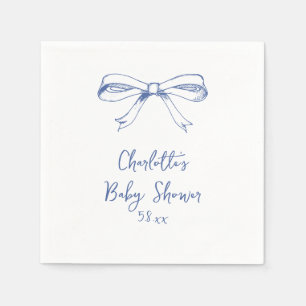 Handgeschreven Script Coquette Strik Blauwe Baby S Servet