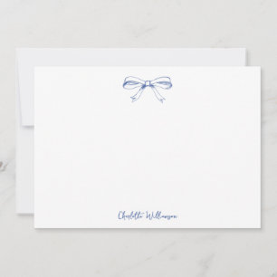 Handgeschreven Script Coquette Strik Blauwe Bruilo Bedankkaart