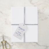 Handgeschreven Script Coquette Strik Blauwe Bruilo Cadeaulabel (Met Touw)