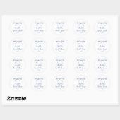 Handgeschreven Script Coquette Strik Blauwe Bruilo Ronde Sticker (Vel)
