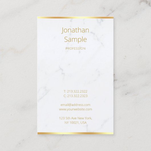 Handgeschreven Script Elegant Classy Marble Gold Visitekaartje (Achterkant)