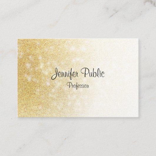 Handgeschreven Script Elegant Modern Goud Glitter Visitekaartje (Voorkant)