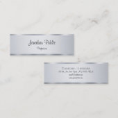 Handgeschreven Script Elegant Modern Silver Sjablo Mini Visitekaartje (Voorkant / Achterkant)