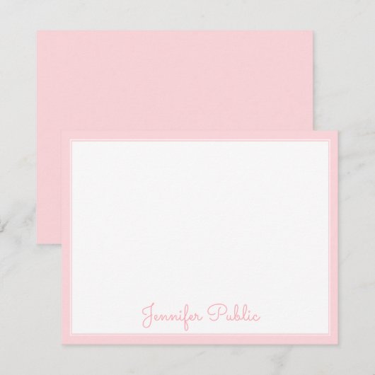 Handgeschreven Script Elegant Roze Border Sjabloon (Voorkant / Achterkant)