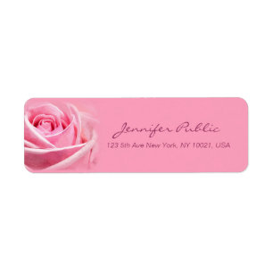 Handgeschreven script Elegante Waterverf Pink Rose Etiket