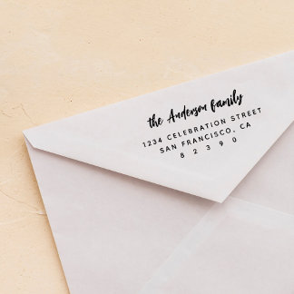 Handgeschreven script familienaam retouradres  zelfinktende stempel