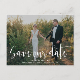 Handgeschreven script   Foto Save Our Date ansicht Aankondigingskaart
