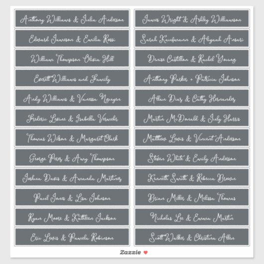 Handgeschreven script gastnamen labels offBlack (Vel)