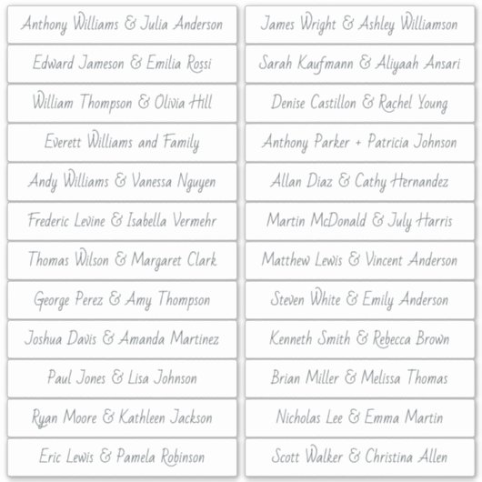 Handgeschreven Script Gastnamen Labels Wit (Voorkant)