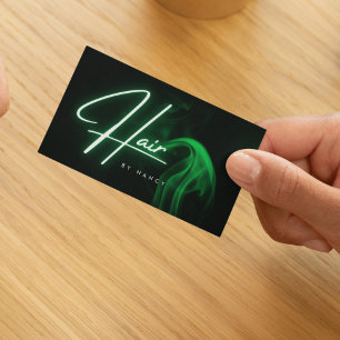 Handgeschreven Script Green Neon Hair Stylist Visitekaartje