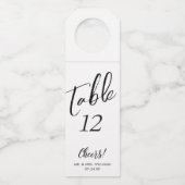 Handgeschreven script juicht tabelnummer flesje La Flessenhanger (Voorkant)