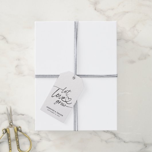 Handgeschreven script Let Love Grow Wedding Favor Cadeaulabel (Met Touw)