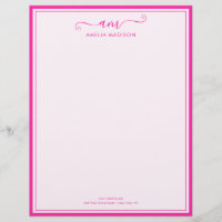 Handgeschreven script Levendig roze briefpapier