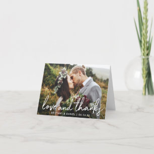 Handgeschreven Script Liefde en Dank Huwelijksbrie Bedankkaart