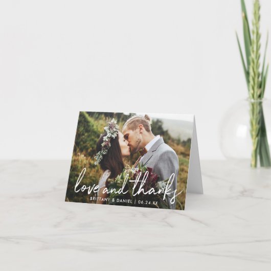 Handgeschreven Script Liefde en Dank Huwelijksbrie Bedankkaart (Voorkant)
