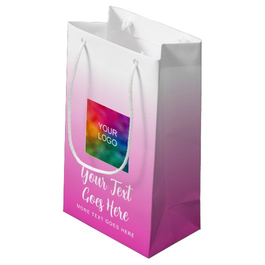 Handgeschreven Script Logo Hier Roze Aangepaste Sj Klein Cadeauzakje (Achterkant Gekanteld)