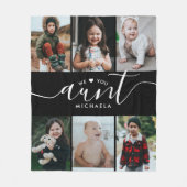 Handgeschreven Script Love You Tunt (Name) 6-Photo Fleece Deken (Voorkant)