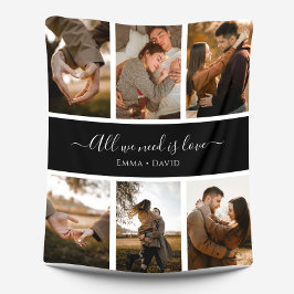 Handgeschreven Script met Namen 6-Foto Fleece Deken