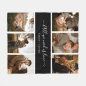 Handgeschreven Script met Namen 6-Foto Fleece Deken (Voorkant (Horizontaal))