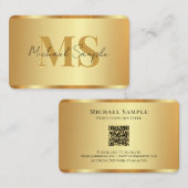 Handgeschreven Script Naam QR Code Luxe Goud Visitekaartje (Voorkant / Achterkant)