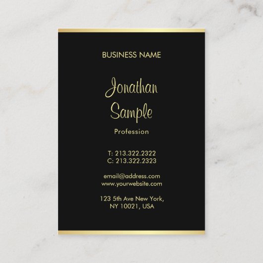 Handgeschreven Script Naam Zwart Goud Sjabloon Mod Visitekaartje (Achterkant)