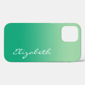 Handgeschreven Script Name Light Dark Green Gradie Case-Mate iPhone Case (Achterkant (horizontaal))