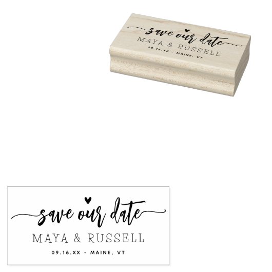 Handgeschreven script onze datum opslaan rubberstempel (Gestempeld)