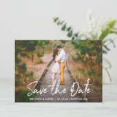 Handgeschreven script Opslaan Datum gekoppelde fot Save The Date (Staand voorkant)