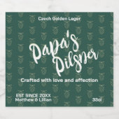 Handgeschreven script "Papa's Pilsner" hoppatroon Bier Etiket (Enkel label)