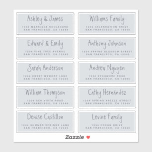 Handgeschreven Script Pastel Blue Adresetiketten Sticker