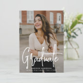 Handgeschreven Script Photo Graduation Party Kaart (Staand voorkant)