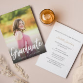 Handgeschreven Script Photo Graduation Party Kaart