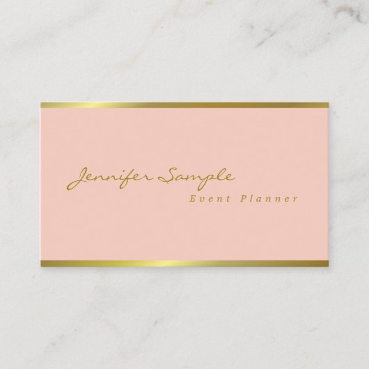 Handgeschreven Script Pink Gold Modern Elegant Sal Visitekaartje (Voorkant)