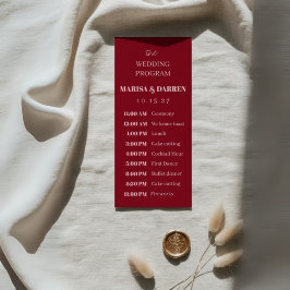 Handgeschreven Script Pink & Red Custom Wedding Programma