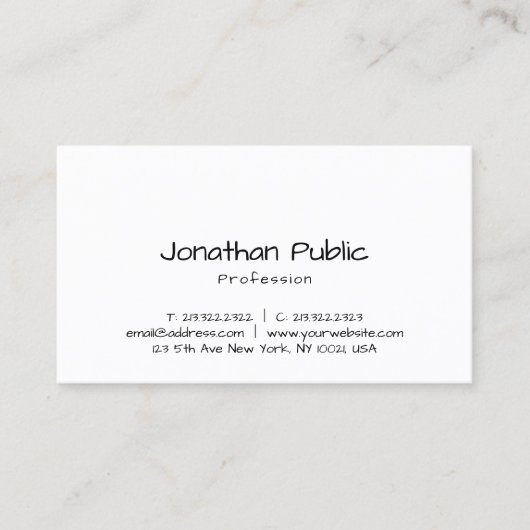 Handgeschreven Script Professional Sjabloon Classi Visitekaartje (Voorkant)