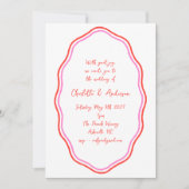 Handgeschreven Script Red Scribble Border Wedding Kaart (Voorkant)