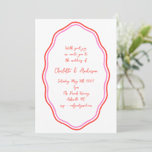 Handgeschreven Script Red Scribble Border Wedding Kaart
