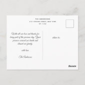 Handgeschreven Script Religieuze Doop Dank Je Wel Briefkaart (Achterkant)