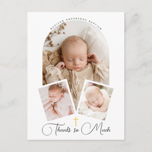 Handgeschreven Script Religieuze Doop Dank Je Wel Briefkaart (Voorkant)