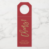 Handgeschreven script | Rood- en goudkoortskaas Flessenhanger (Voorkant)