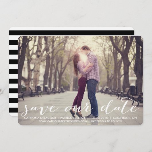 Handgeschreven Script Save Our Date Aankondiging (Voorkant / Achterkant)