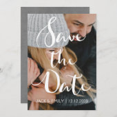 Handgeschreven script Save the Date Kaart (Voorkant / Achterkant)