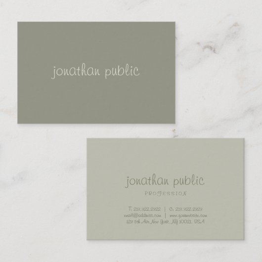 Handgeschreven script Simple Modish Elegant Green Visitekaartje (Voorkant / Achterkant)