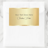 Handgeschreven Script Sjabloon Elegant Faux Gold Rechthoekige Sticker (Tas)