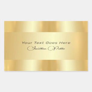 Handgeschreven Script Sjabloon Elegant Faux Gold Rechthoekige Sticker
