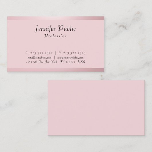 Handgeschreven Script Sjabloon Elegant Roos Gold Visitekaartje (Voorkant / Achterkant)