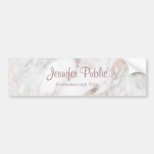 Handgeschreven Script Sjabloon Roos Gold Marble Bumpersticker